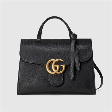 421890 gucci|GG Marmont small top handle bag in black leather .